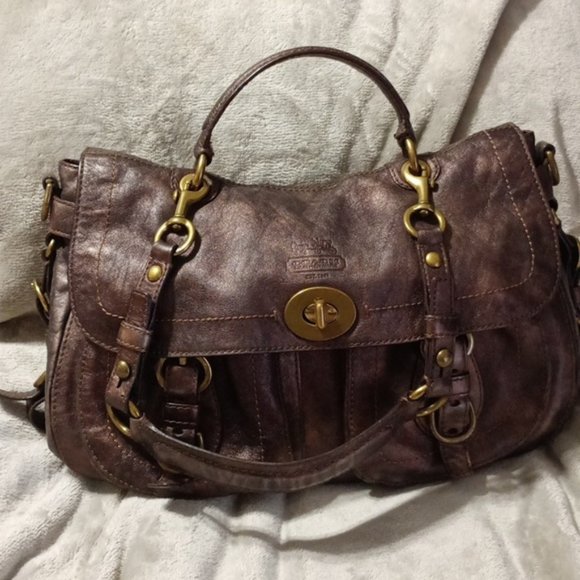 Coach Handbags - COACH LEGACY SATCHEL 12655 SHOULDER BAG BRONZE METALLIC PURSE BRASS HARDWARE